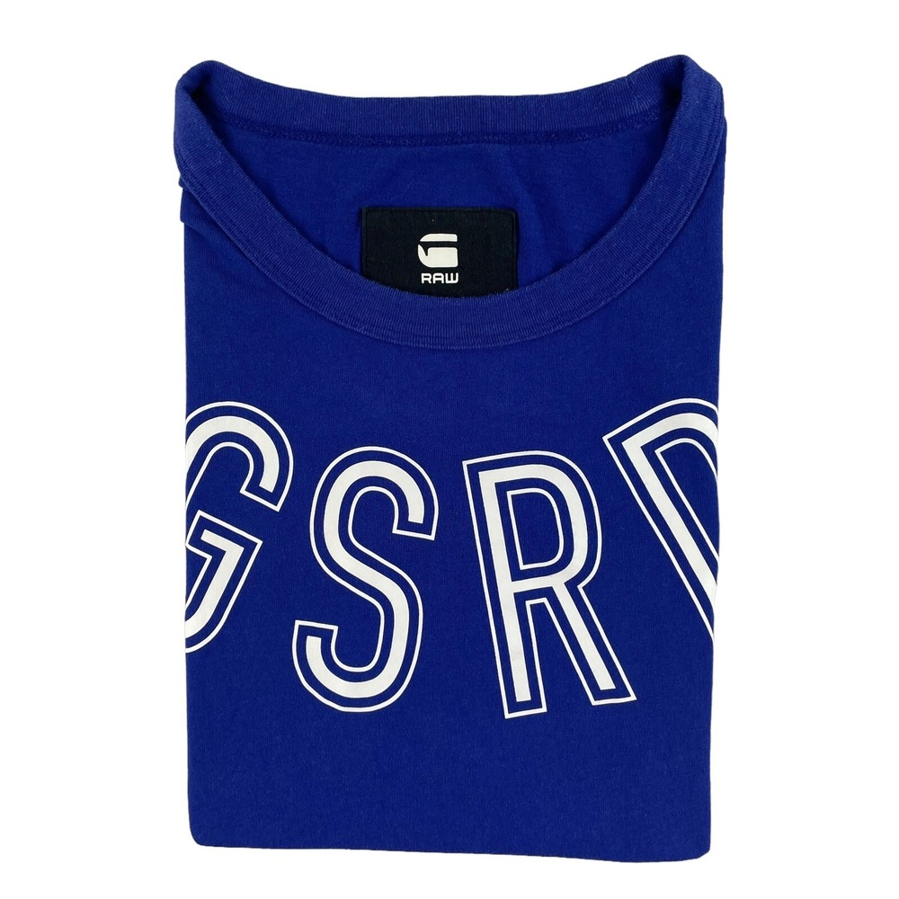 G-Star Raw Blue Big Graphic Mens Short Sleeve T Shirt Size S GSRD Logo